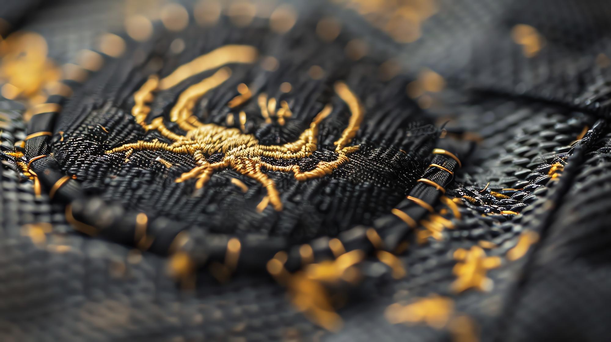 detail of metallic-thread emblem