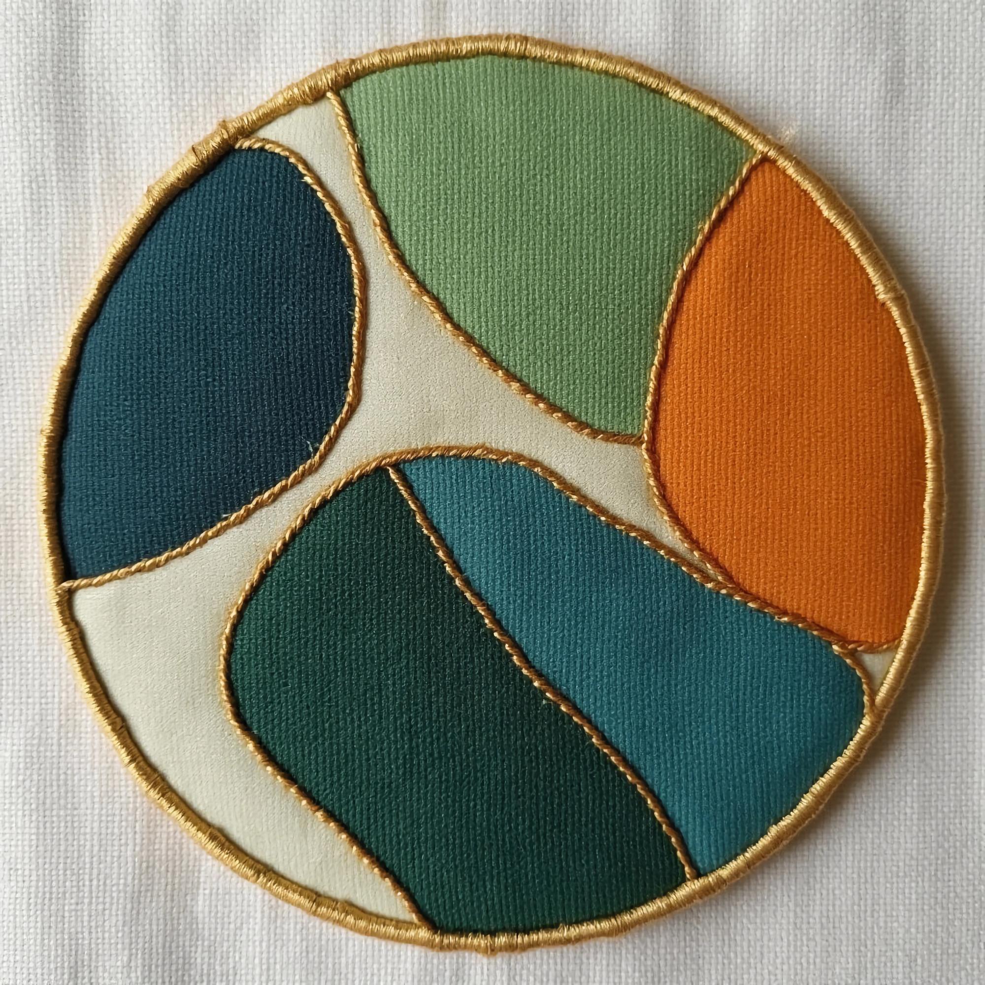 series of embroidered patches on paper